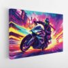 furious biker stretched canvas