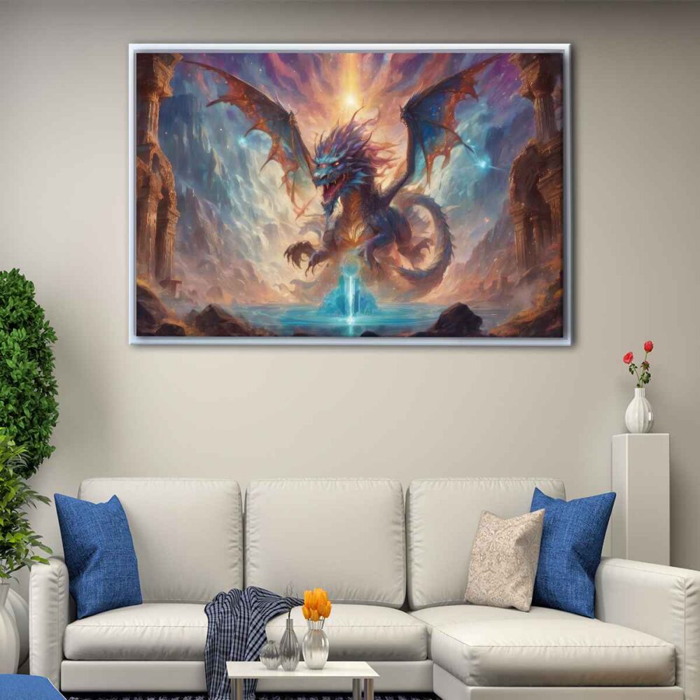 furious dragon floating frame canvas