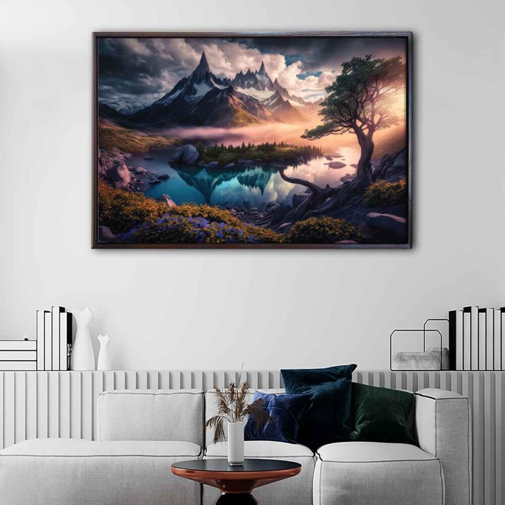 morning fog floating frame canvas