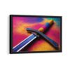 rainbow katana framed canvas black frame