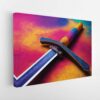 rainbow katana stretched canvas