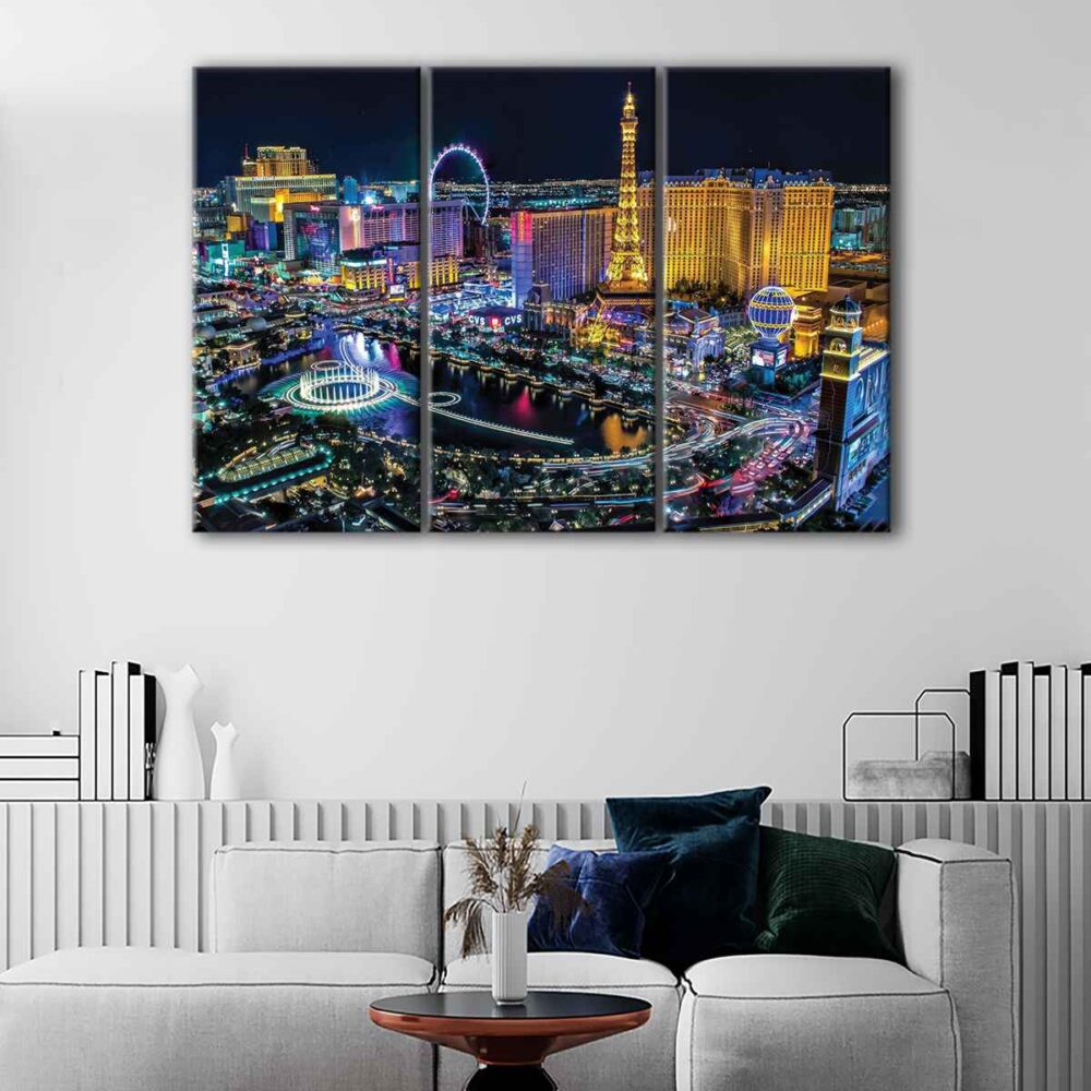 tableau tryptique Las Vegas la nuit
