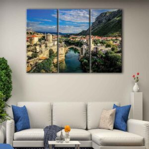3 panels mostar old bridge canvas art