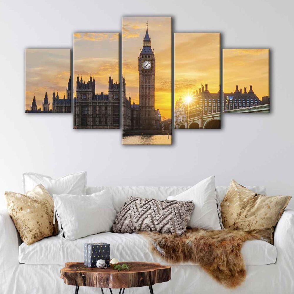 5 panels big ben canvas art