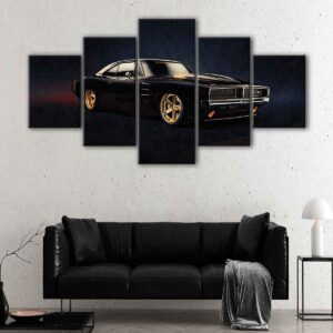 tableau dodge charger noire 5 pièces