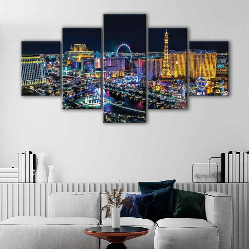 tableau Las Vegas la nuit 5 pièces
