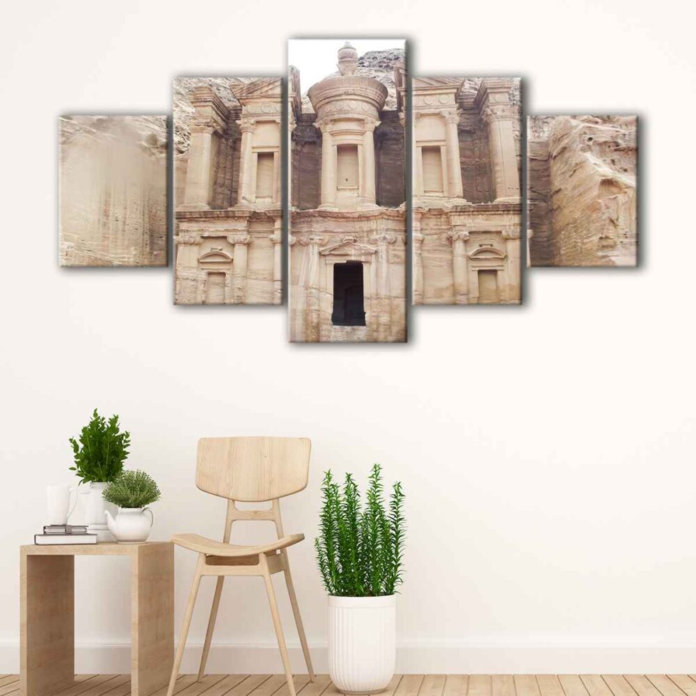 5 panels petra monuments canvas art