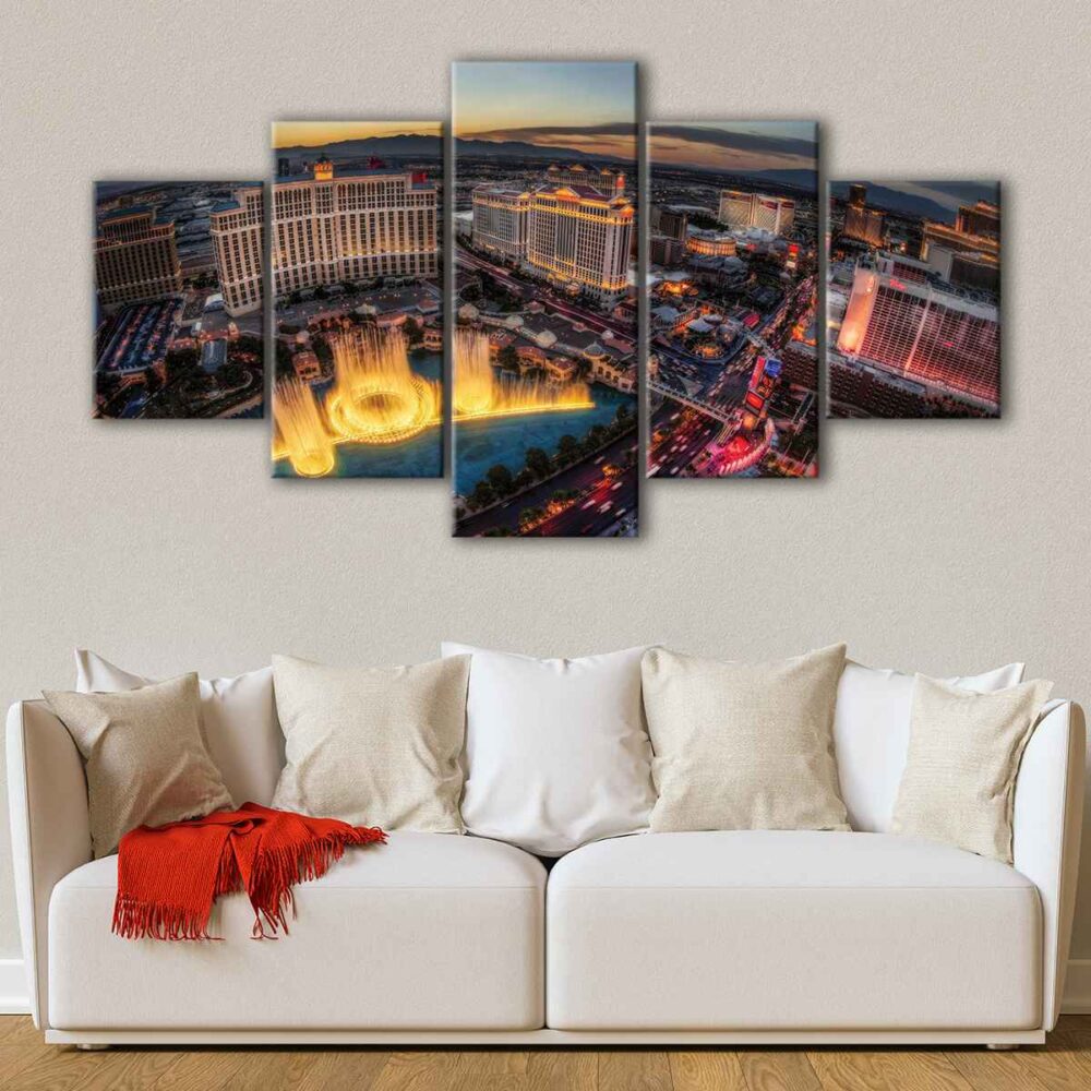 5 panels the bellagio canvas art