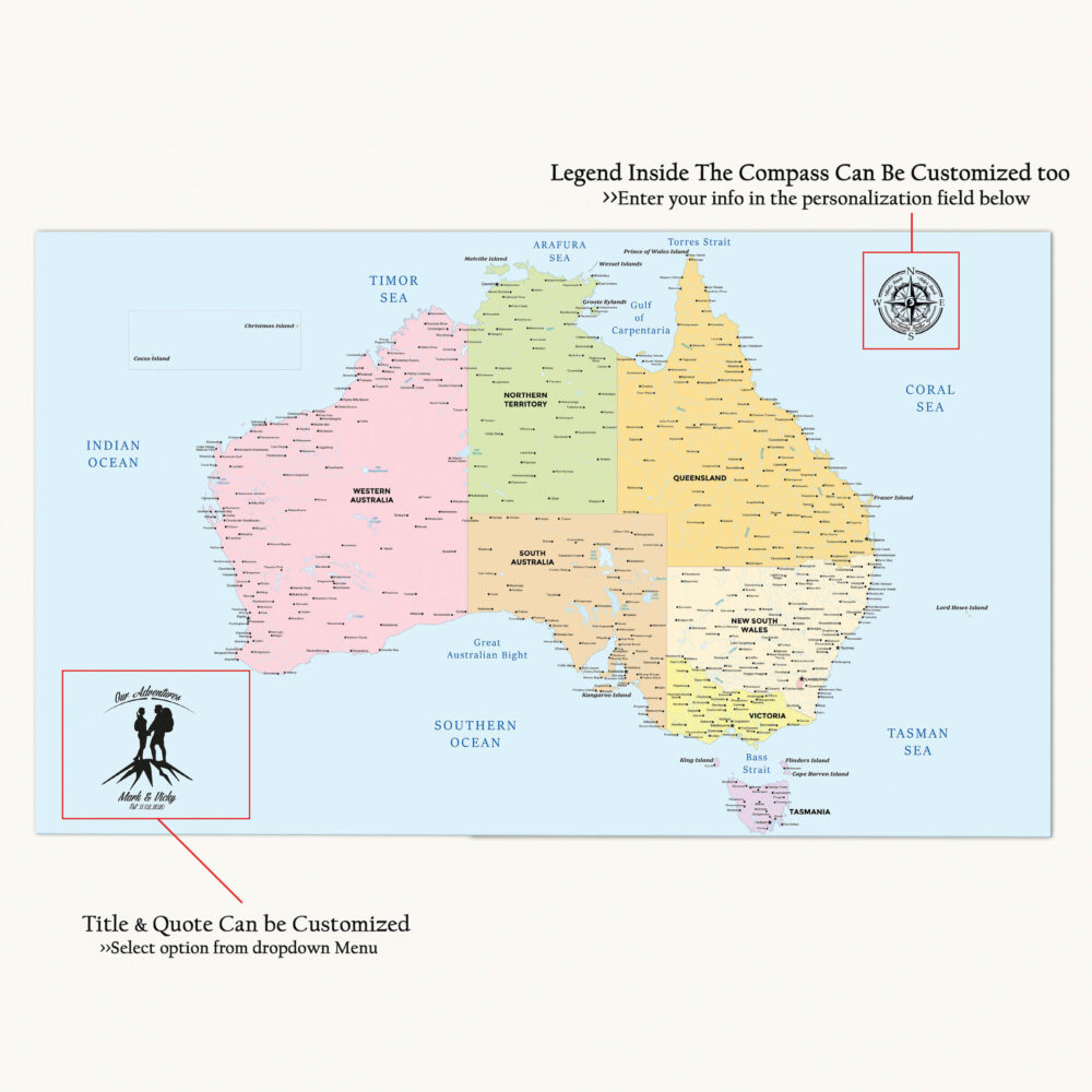 Colorful Australia map detailed