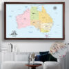 Colorful push pin Australia map framed