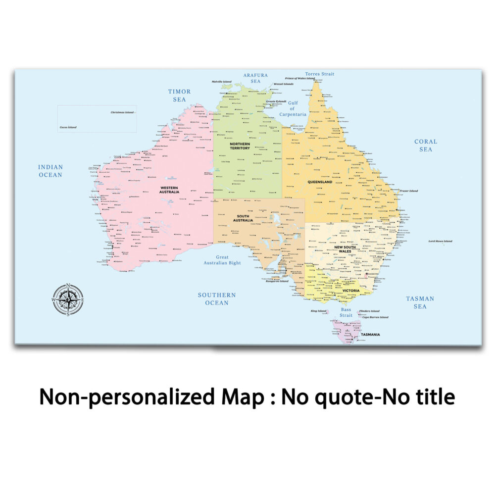Colorful push pin Australia map no quote