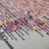 Pink push pin usa map east coast details