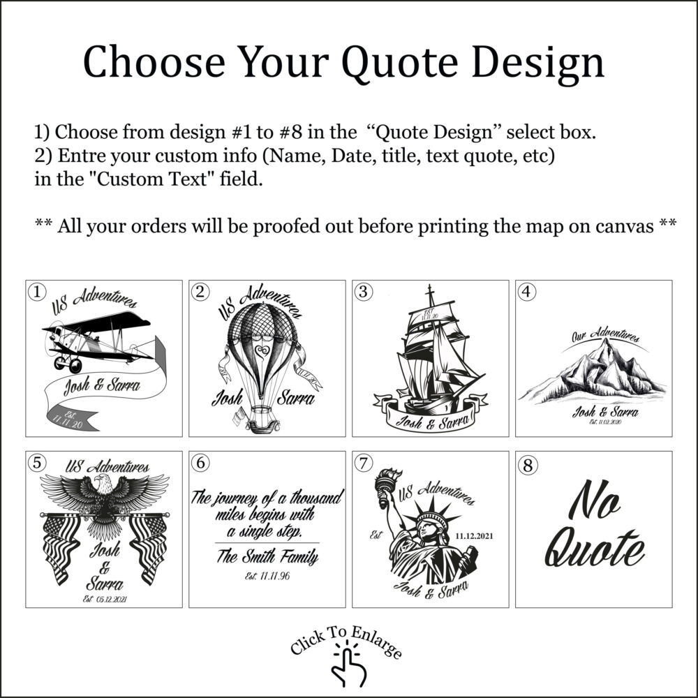 Pink push pin usa map quote personalization