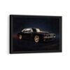 black dodge charger framed canvas black frame