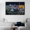 tableau Las Vegas la nuit avec cadre flottant