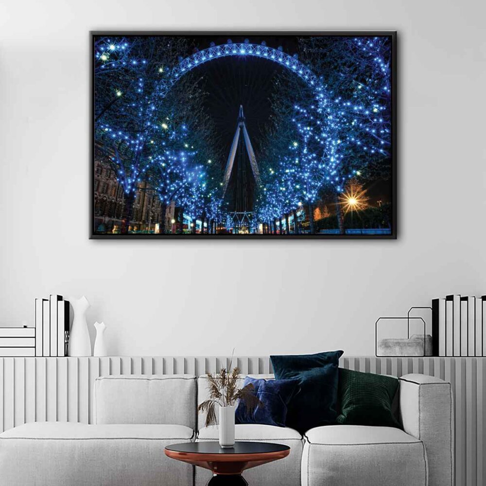 tableau london eye avec cadre flottant
