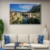 mostar old bridge floating frame canvas