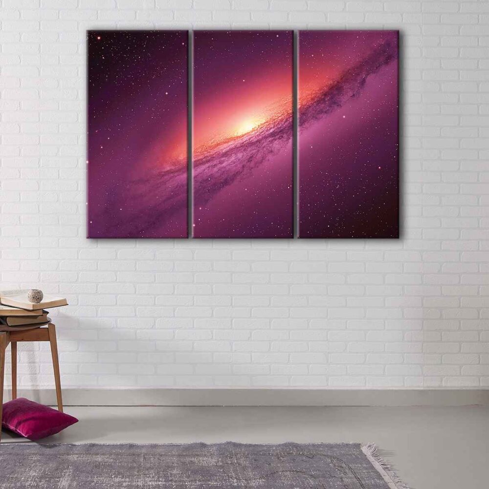 3 panels purple galaxy canvas art
