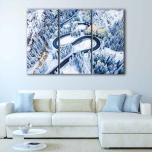 3 panels red mountain pass canvas art