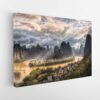 li river village stretched canvas
