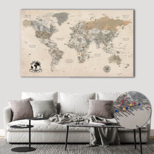 Vintage world push pin map featured