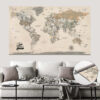 Vintage world push pin map rolled