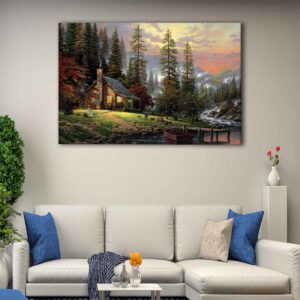 thomas kinkade peaceful retreat floating frame canvas