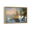 luxury lighthouse sunset framed canvas natural beige