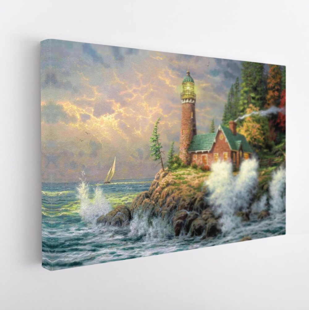 luxury lighthouse sunset stretched canvas