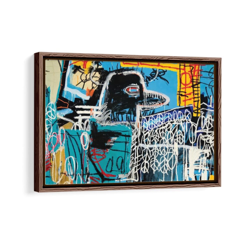 bird on money framed canvas walnut brown