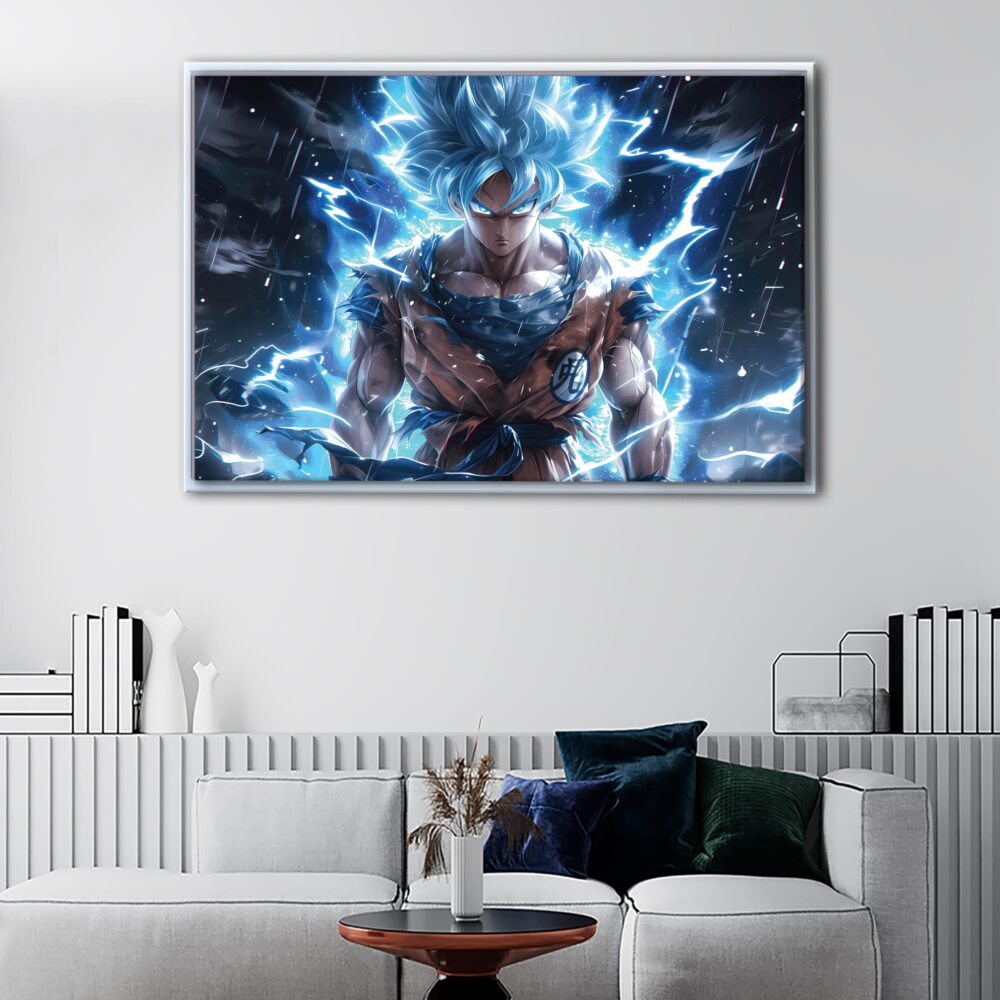 super saiyan blue floating frame canvas