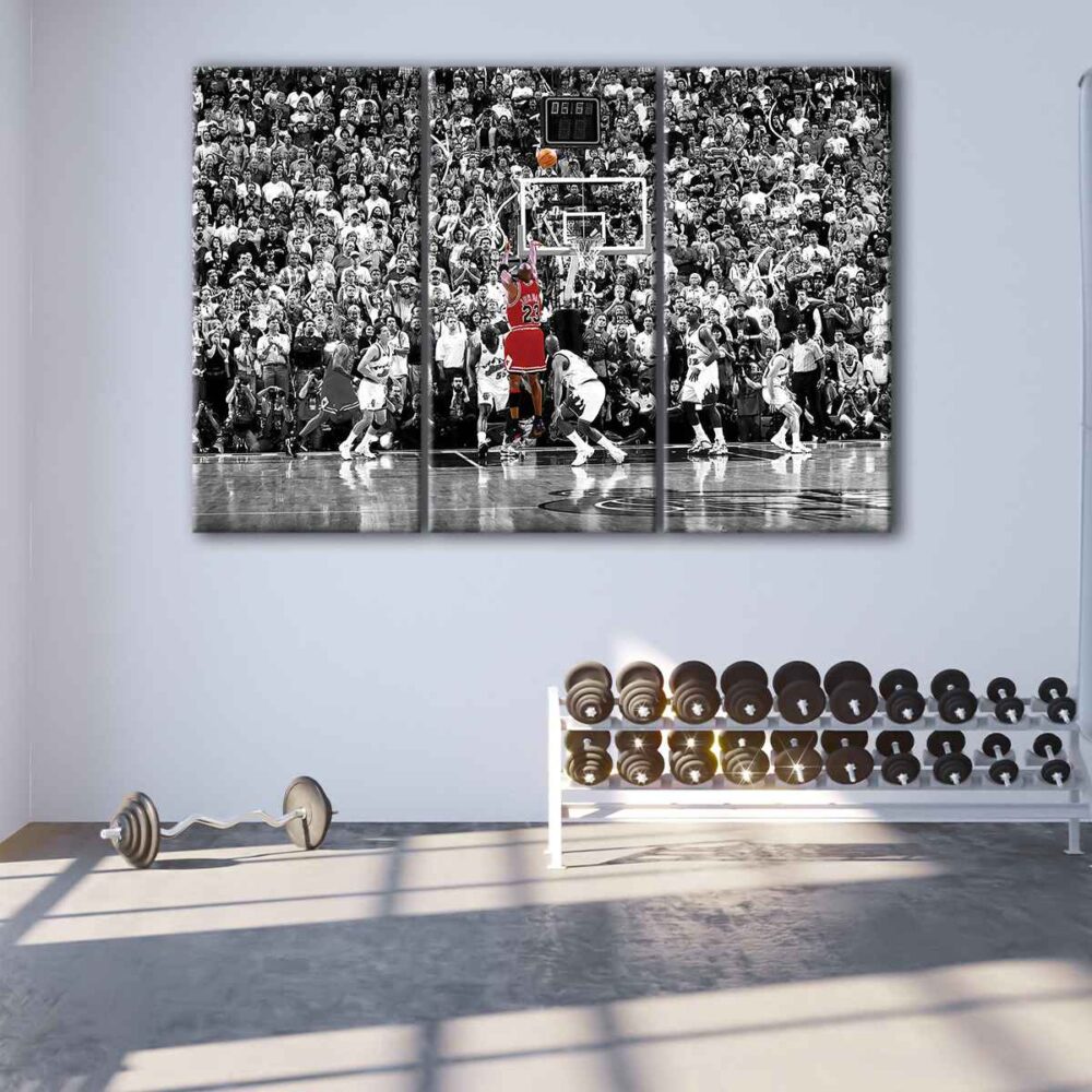 tableau tryptique dernier shoot de michael jordan