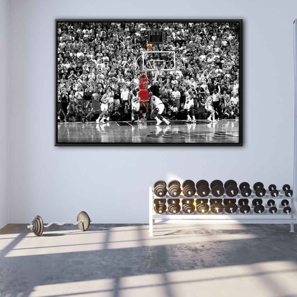 tableau dernier shoot de michael jordan avec cadre flottant
