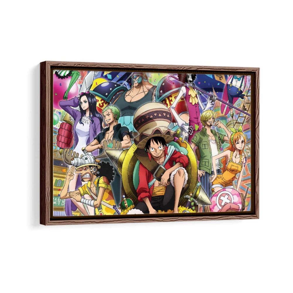 one piece framed canvas walnut brown