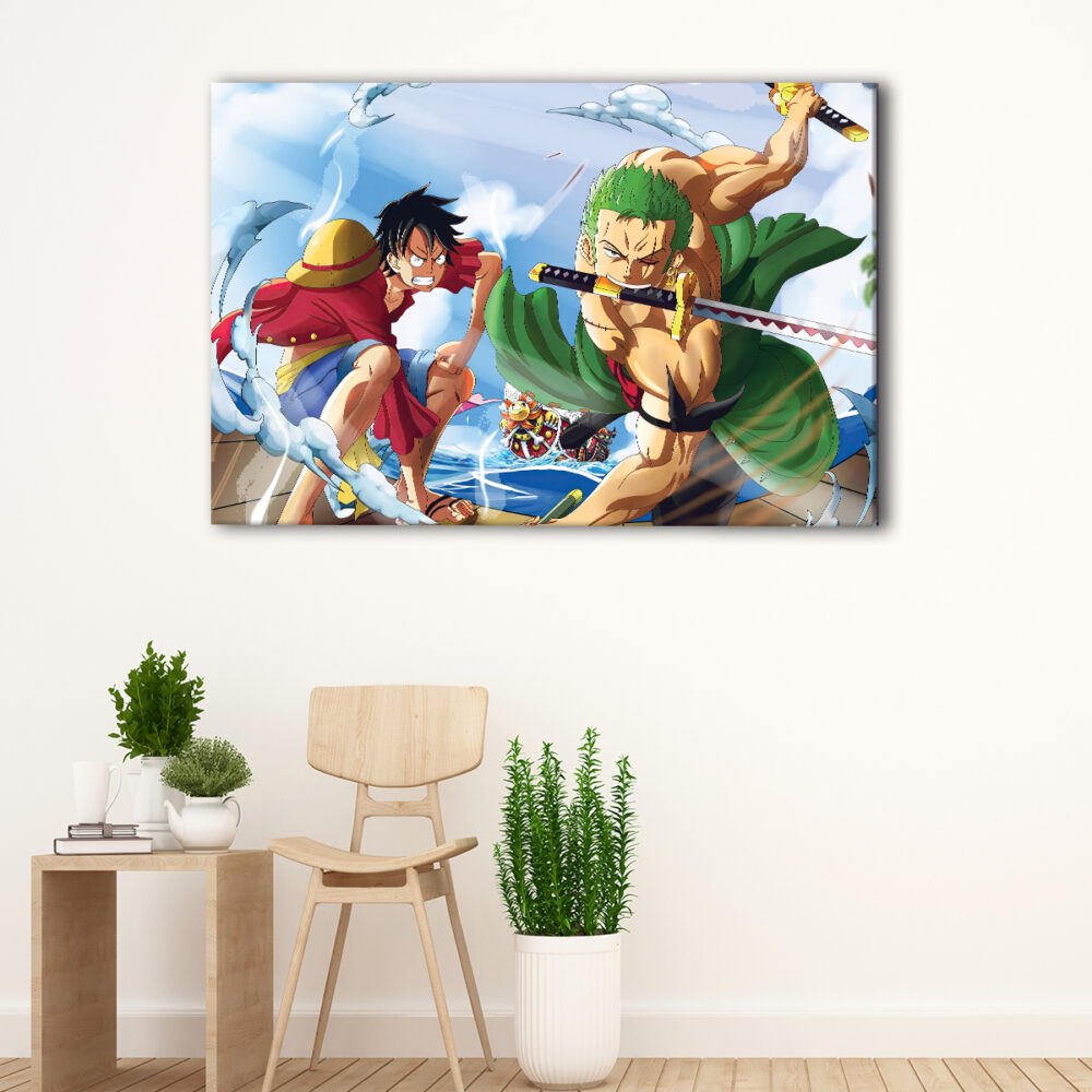 1 panel luffy and zoro canvas art