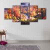 5 panels autumn forest canvas art