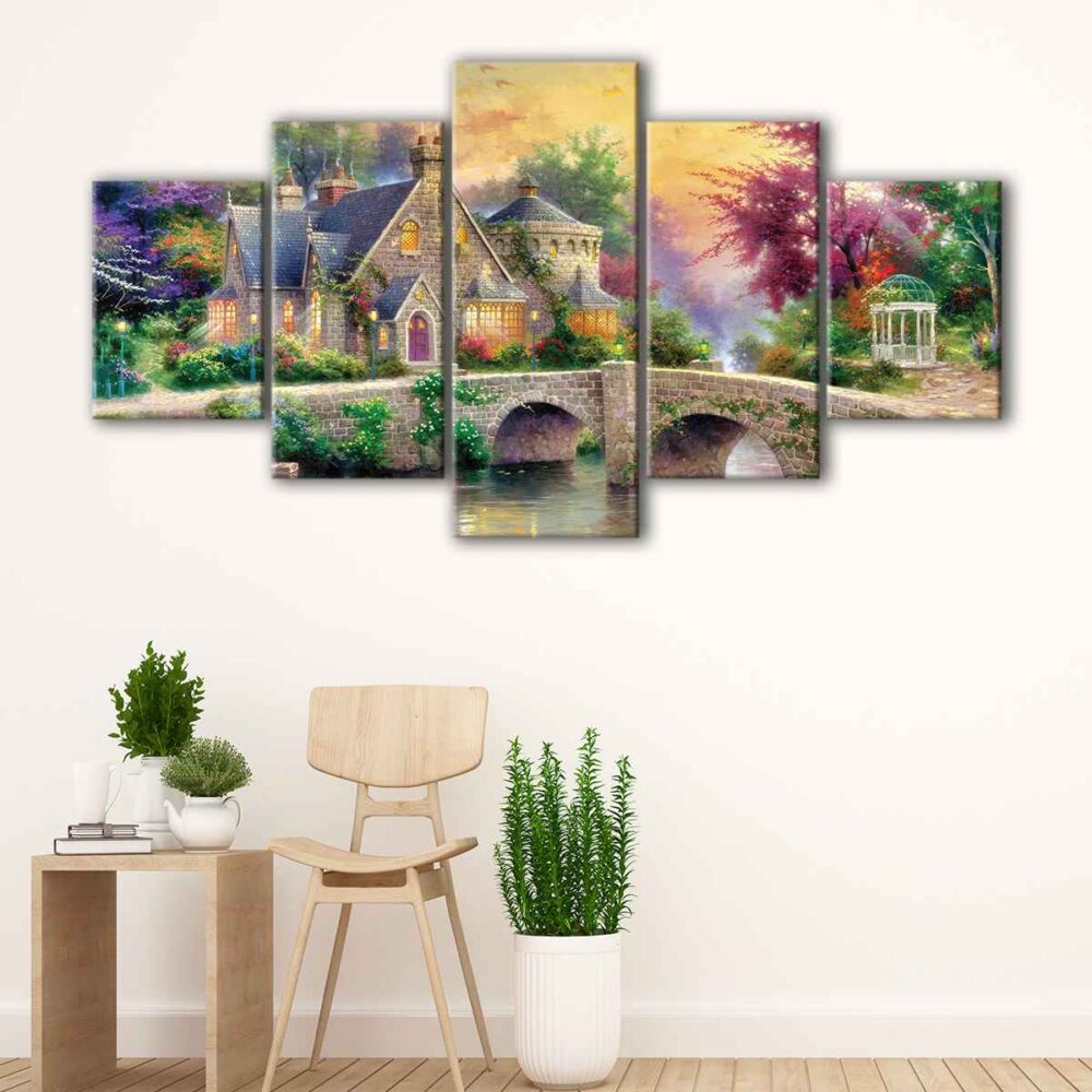 5 panels lamplight manor canvas art