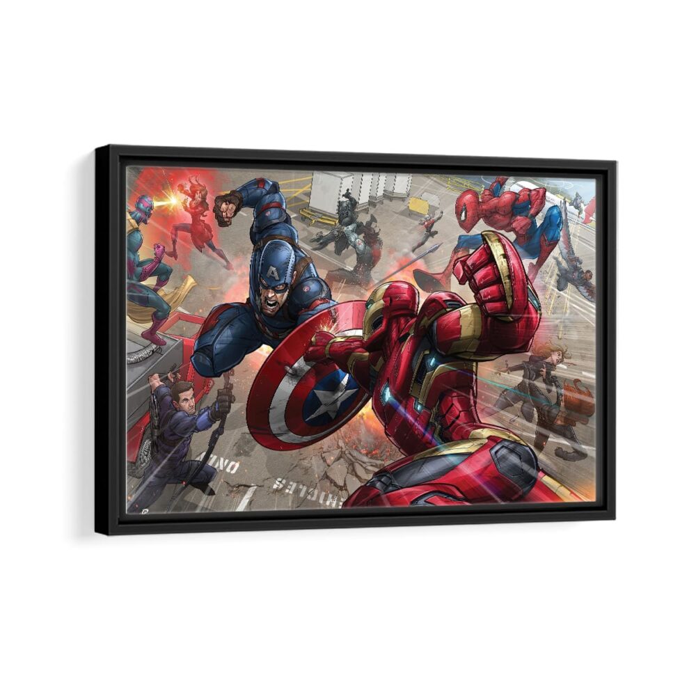 avengers war framed canvas black frame
