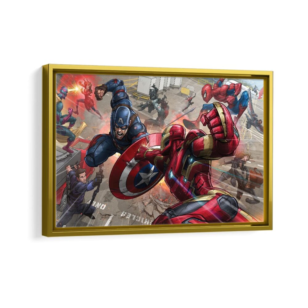 avengers war framed canvas gold frame