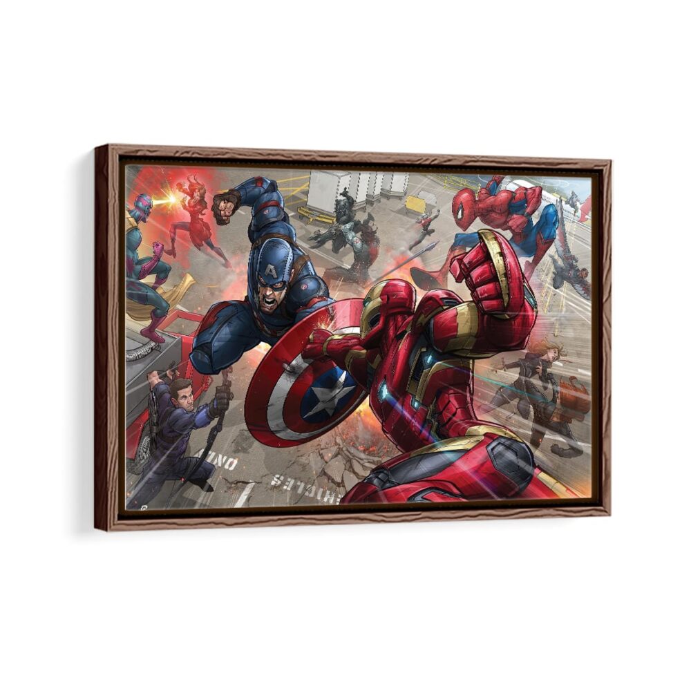 avengers war framed canvas walnut brown