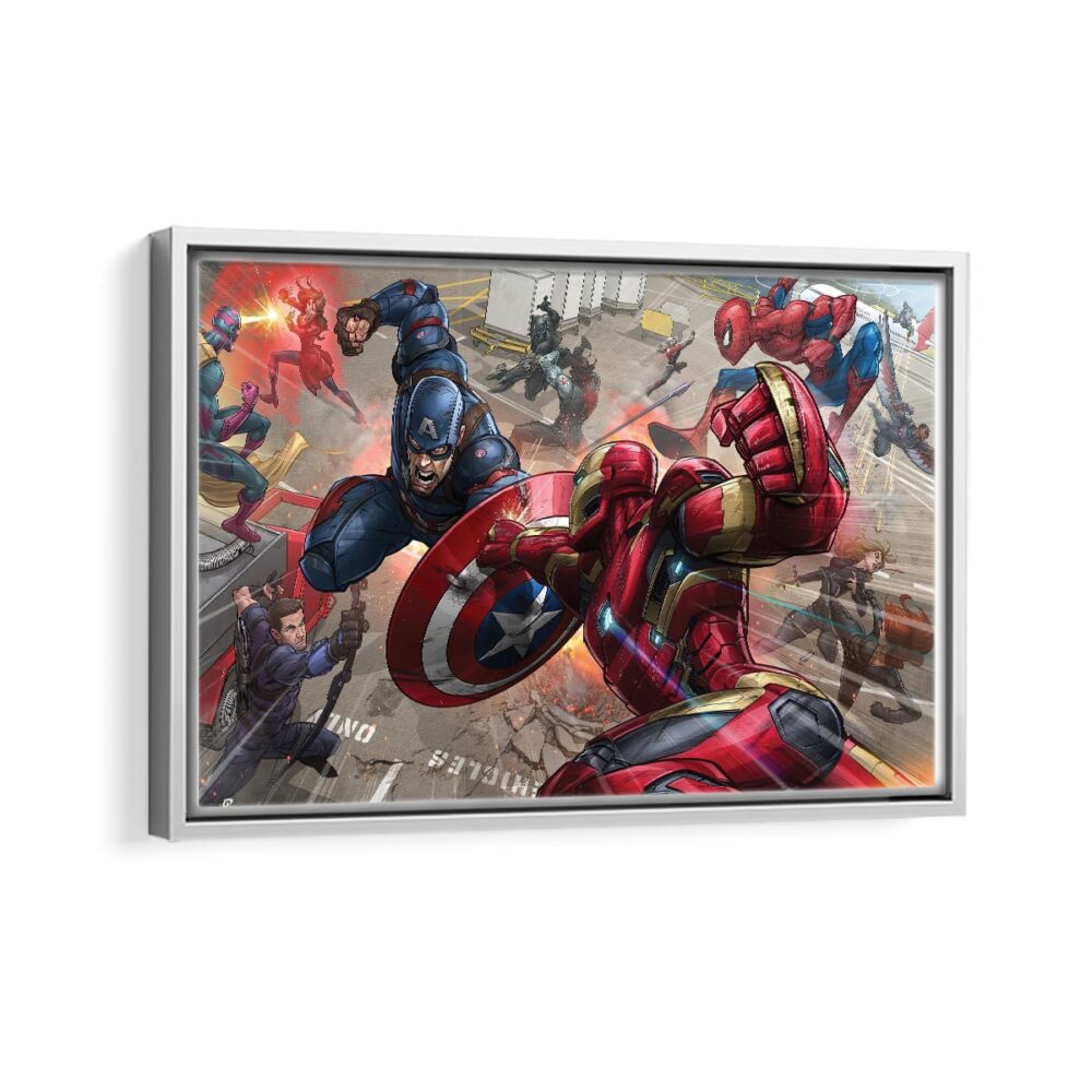 avengers war framed canvas white frame