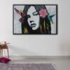 beautiful girl graffiti floating frame canvas
