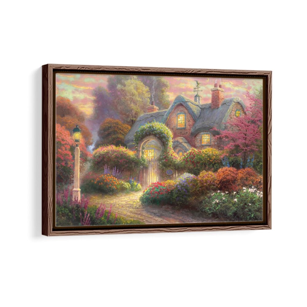 rosebud cottage framed canvas walnut brown