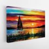 sunset in the beach stretched canvas