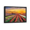 tulip field framed canvas black frame