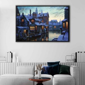 winter in bruges floating frame canvas