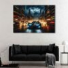 1 panel batmobile in fire canvas art