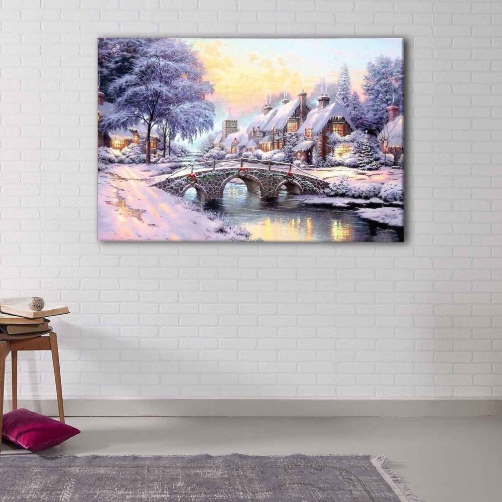 1 panel cobblestone christmas painting canvas art