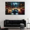 3 panels batmobile in fire canvas art