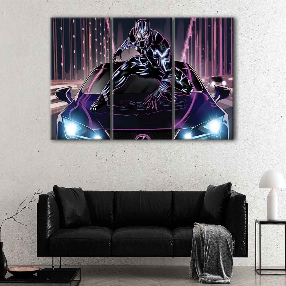 3 panels black panther canvas art